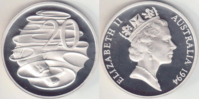 1994 Australia 20 Cents (Platypus) Proof A004636